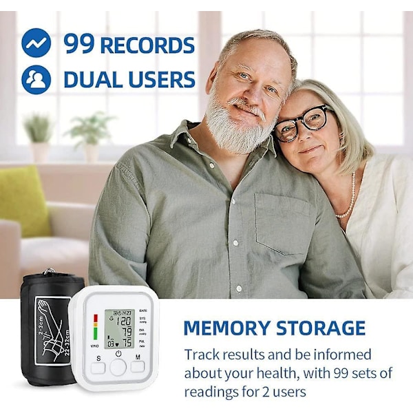 Blood Pressure Monitor Upper Arm Digital Bp Machine For Home Use & Pulse Rate Detection Meter Memory Lcd Display