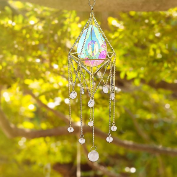 1 Set Hanging Decor Sparkling Reflective Faux Crystal Shinny Bright Sun Moon Hanging Prism Ornament Home Supplies 1