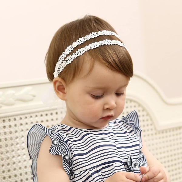 Baby Girl Super Elastic Headband Cotton Lace Infant Hair Band Children Hair Accessories White