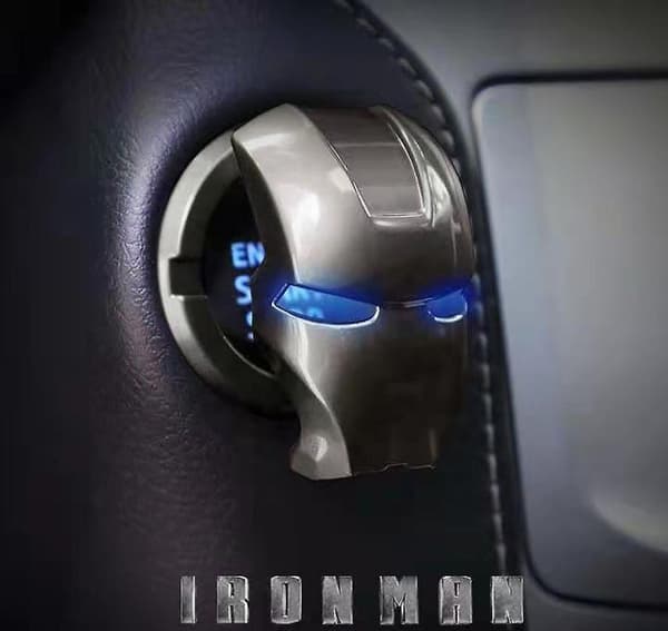 3d Iron Man Car Interior Decoration Accessories One Button Start Cover Ignition Switch Protective Gold