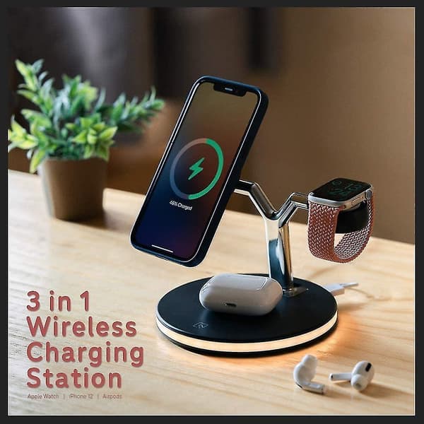 3 In 1 Wireless Charging Station,compatible With Magsafe | Iphone 12 Wireless Charger Dock