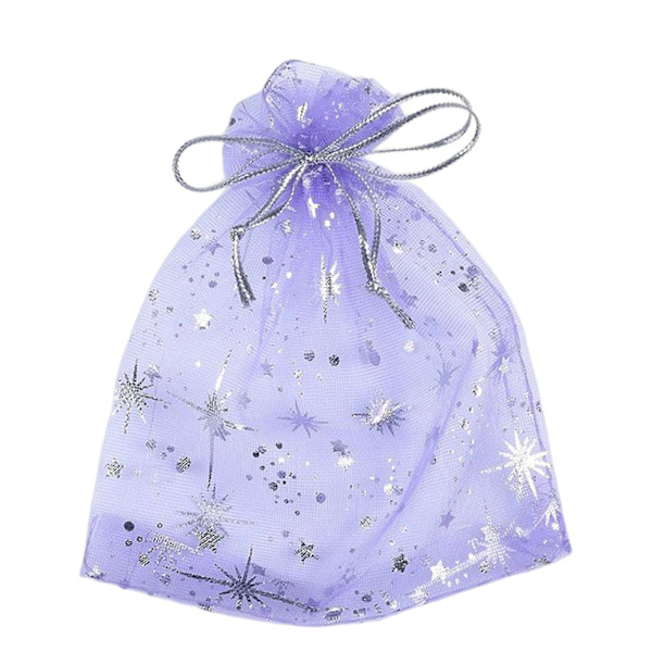 50pcs Christmas Drawstring Gift Bags Transparent Xmas Stocking Bags For Candy Cookie Chocolate Purple