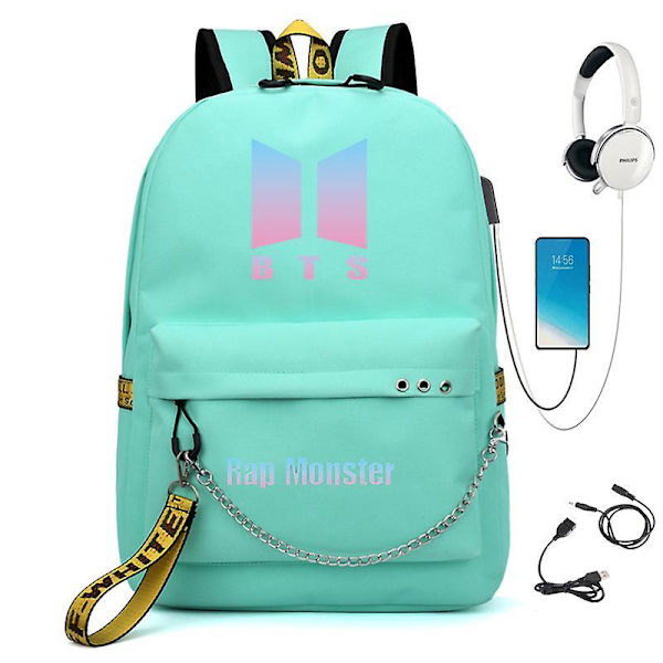 Bts Ryggsekk USB Lading Skolesekk Color 3
