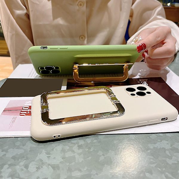 Phone Back Cover Multifunctional Anti-fall Ultra-thin Fashionable Metal Square Buckle Support Phone Case For Iphone 11 Pro Max/11 Pro/11/xs M Orange for iPhone 12 Pro