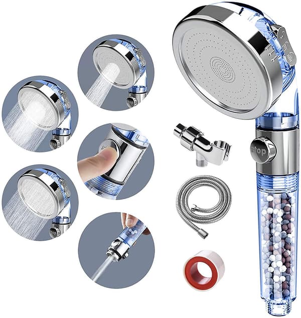 Negative Ion Shower, Pressurized, Water-saving, Hand-held Shower Head Shower Set