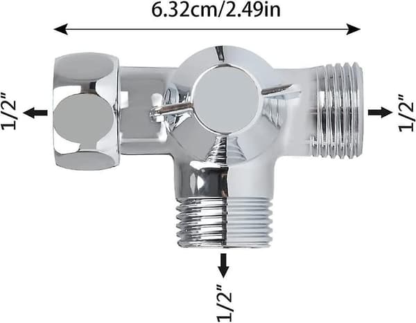 Solid messing 3-veis ventil, 3-veis omlederventilbryter, 3-veis dusjomlederventil, G1/2\" T-adapterventil, for dusj, hånddusj og omlederdusj
