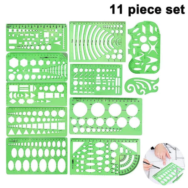 Circle Templates Measuring Geometry Ruler Plastic Geometric Drawing Painting Stencils Scale Drafting Tools Shape Stencils Drawing Set Compatible With
