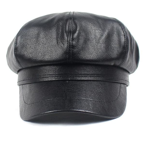Autumn/winter- Vintage Solid Leather, Beret Cap red