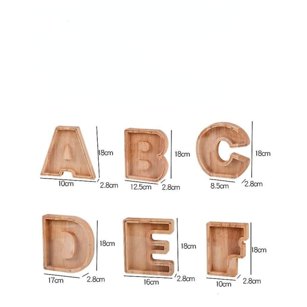 Wooden Piggy Bank Alphabet Cash Box Letters Coin Piggy Bank Kids Money Box F