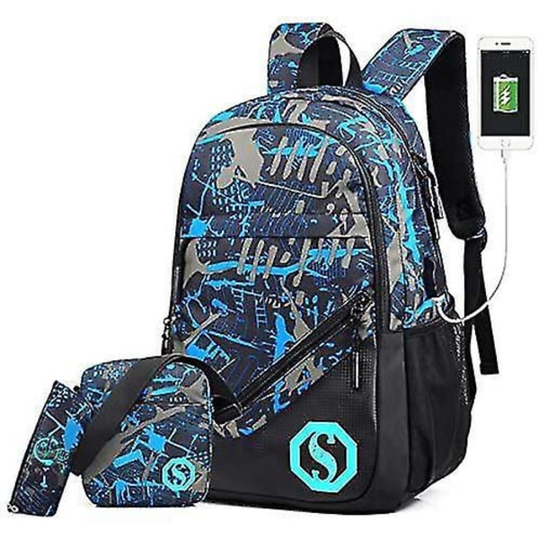 Waterproof Boys School Backpacks 3-piece Bag Set For Teenage Boys Casual Backpacks