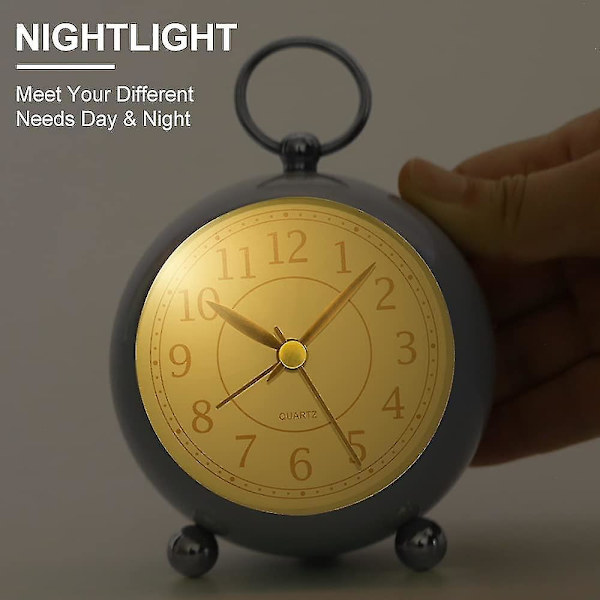 Silent Bedside Clocks Battery Operated Non Ticking Desk Clock Analogue Alarm Clock Bedroom Retro Alarm Clock-bebetter blue