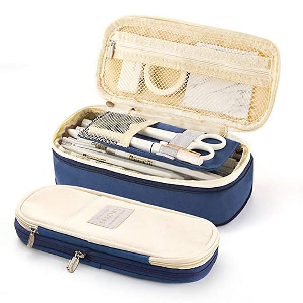 Canvas Large Capacity Pencil Case Multifunctional Zipper School Portable