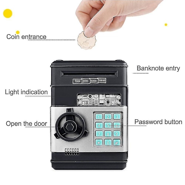 Electronic Piggy Bank Safe Atm Password Cash Box Automatic Deposit Banknotes Gifts Birthday Gifts High Quality Gold