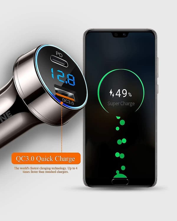 USB C Biloplader, 36W 6A Hurtig USB Biloplader