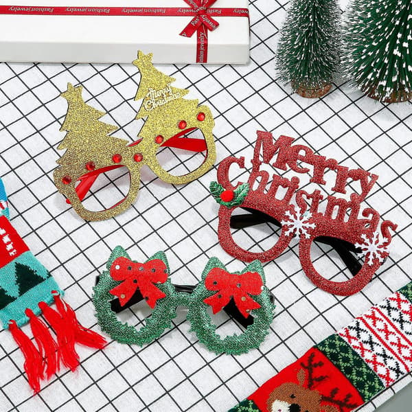 Julefrokost Glitter Briller, Julehatte, Nyhedsstil 12 Pak