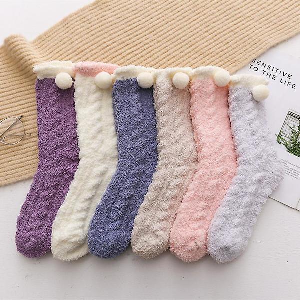 6pairs Fluffy Socks For Womens Cosy Thick Winter Warm Soft Fleece