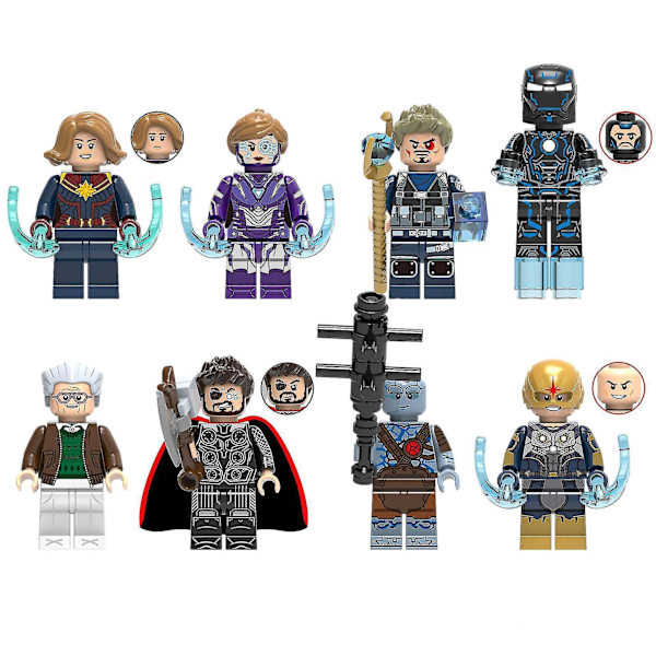 8pcs Avengers Heroes Iron Man Little Pepper Nova Thor Children Assembled Building Block Minifigure Toy