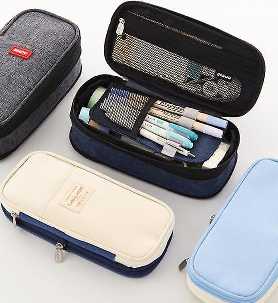 Pencilveske med Stor Kapasitet Light Blue