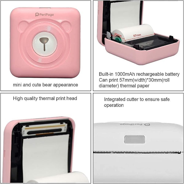 Mini Printer, Wireless Thermal Label Printer, Sticky Note Receipt, Suitable For Android Ios Smart Phone Windows, With 6+1 Printing Paper Roll