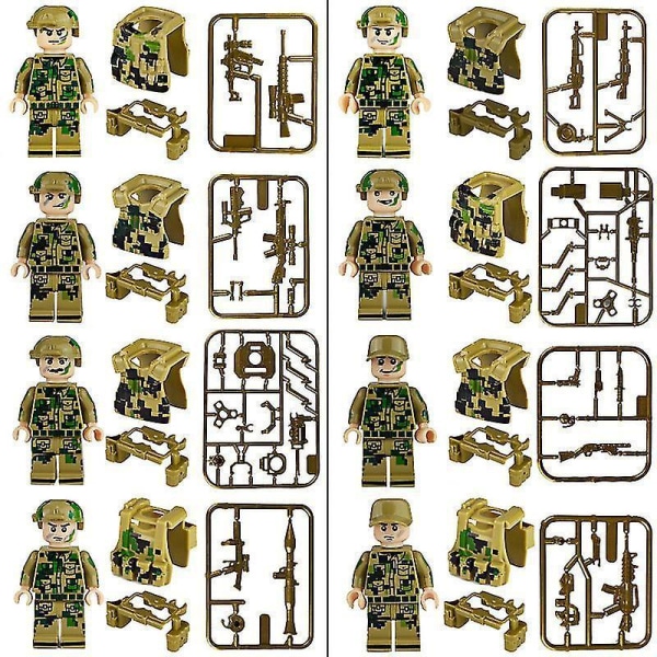 Spike Field Troops Minifigure Military Series With Weapons Building Blocks 8pcs