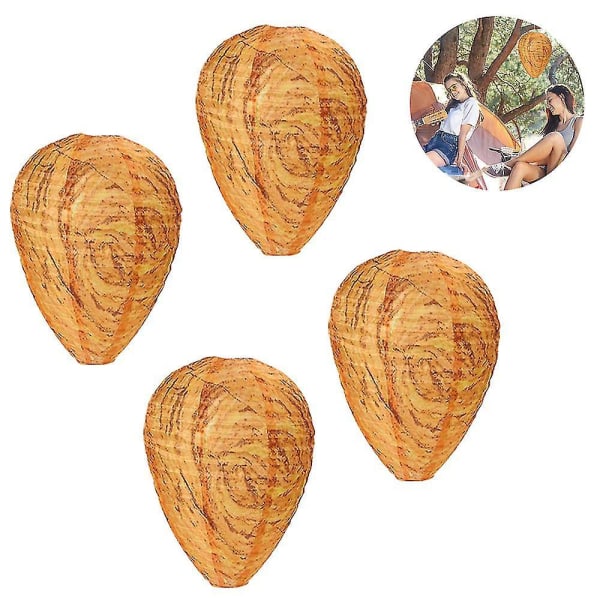 4 Pieces Waterproof Wasp Nest Decoys Hanging Hornet Deterrents Fake Cloth Wasp Nest Non-toxic Bee Decoy Deterrent For Home And Garden Outdoors Yellow