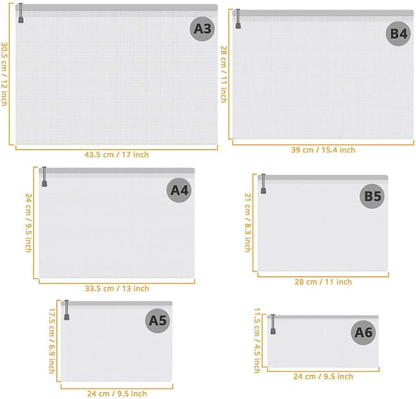 5pcs Zipper File Bag-multifunctional Storage Folder, Suitable For School And Office Files (white, B4)