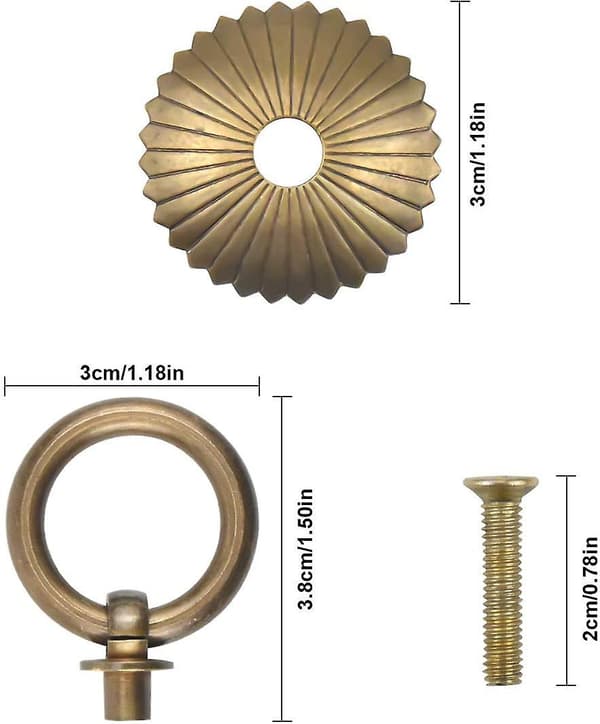 6pcs Antique Drawer Handles, Retro Drawer Ring Knobs Decoration With Screw For Kitchen Bathroom (brass) Antique