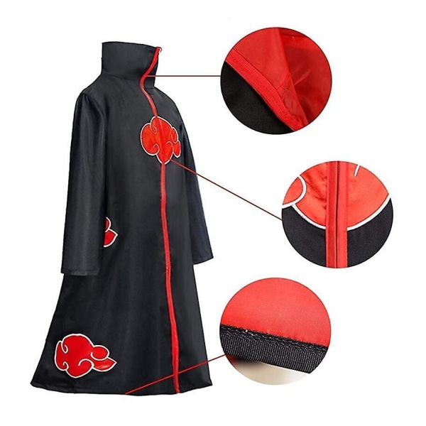 Naruto Akatsuki Cloak Anime Cosplay Costume Set Halloween Cosplay Long Cloak 4PCS M