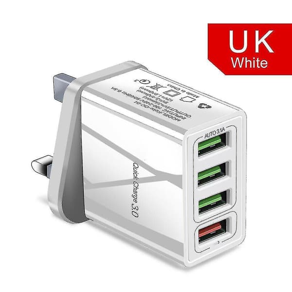 Bærbar Quick Charge 3.0 4-usb-porter 3.1a Reise Smart Adapter Telefonlader Black EU Plug