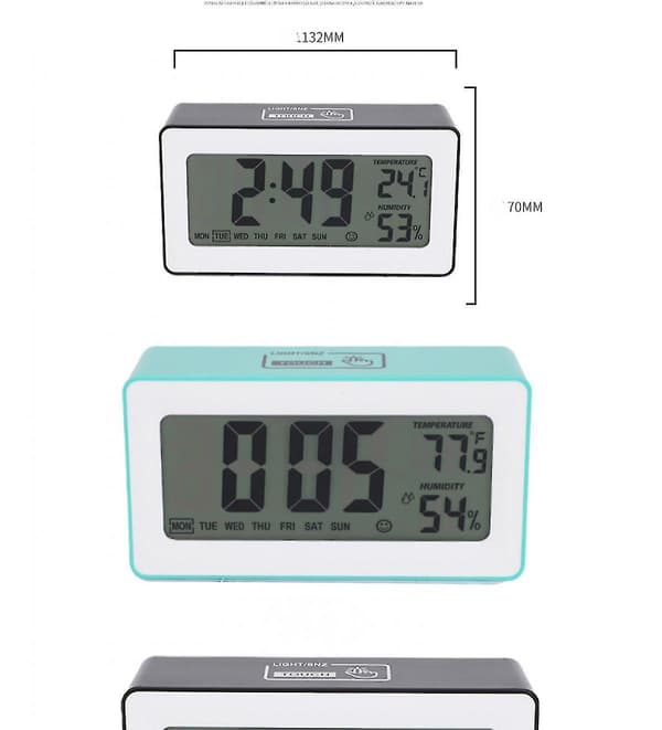 5 Inch Smart Lcd Electronic Clock Desktop With Alarm Clock Luminous Lazy Electronic Clock Multifunctional Fixed Clock Black