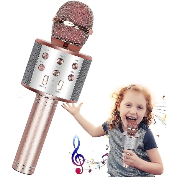 Microphone, Wireless Bluetooth Karaoke Microphone Children, Portable 4-in-1 Handheld Microphone Machine, Home Ktv Player With Speaker And Recording Fu