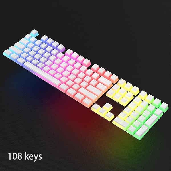 108 Keys/set Pbt Keycaps Pudding Backlight For Mechanical Keyboard Oem Profile White