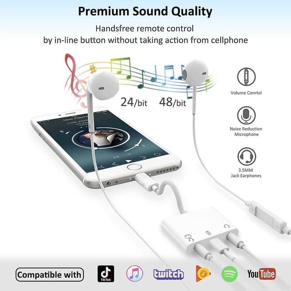 3,5 mm dobbel hodetelefon splitter for iPhone/iPad