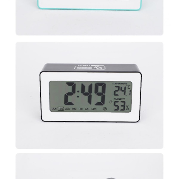 5 Inch Smart Lcd Electronic Clock Desktop With Alarm Clock Luminous Lazy Electronic Clock Multifunctional Fixed Clock Black