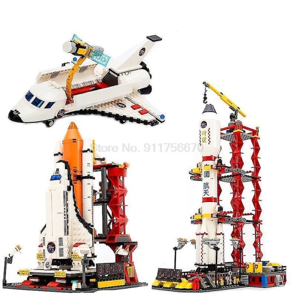 City Space Shuttle Rocket Launch Center Atellite Astronaut Airplane Model Building Blocks Bricks Kids Toys For Children Giftsno Box1
