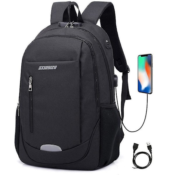 Student School Bag Usb Charging Travel Bag Computer Backpackblack