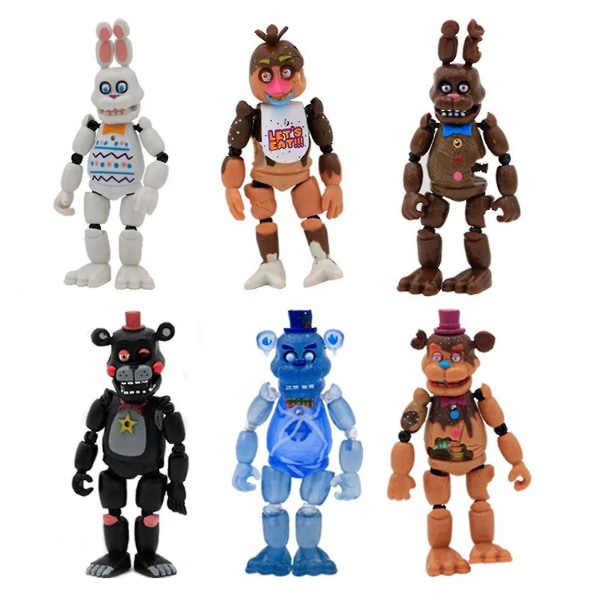 Five Nights At Freddys Action Figures Set Of 6, Unique New Fnaf Pizzeria Simulator - Model Figures