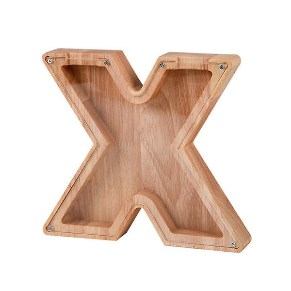 Wooden Piggy Bank Alphabet Cash Box Letters Coin Piggy Bank Kids Money Box X
