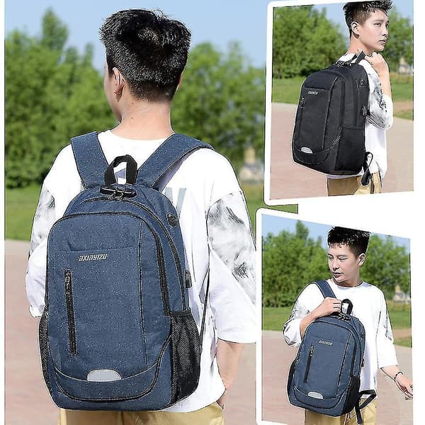 Student School Bag Usb Charging Travel Bag Computer Backpackblack