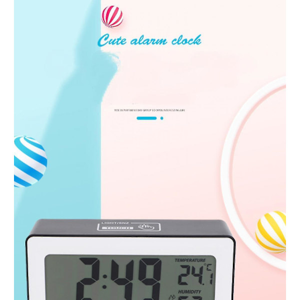 5 Inch Smart Lcd Electronic Clock Desktop With Alarm Clock Luminous Lazy Electronic Clock Multifunctional Fixed Clock Black