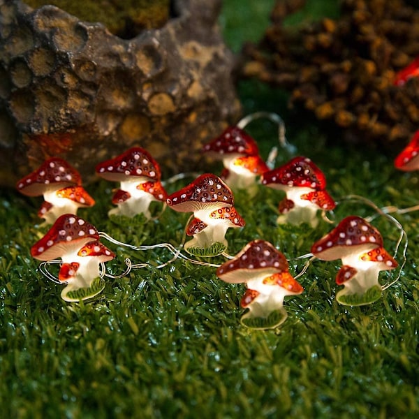 Mushroom Led String Lights, 10ft 30leds Christmas Decorations Battery
