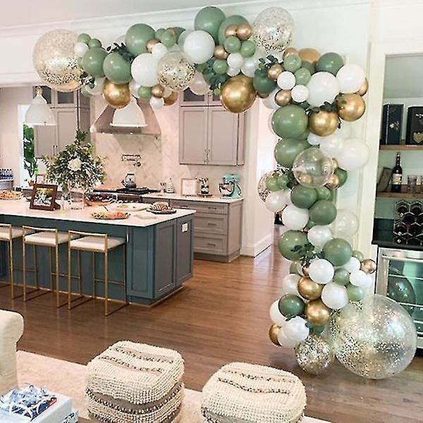 Retro Green Balloon Chain Set Arch Scene Layout Party Decoration