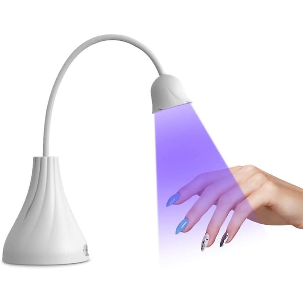 Led Uv Nail Lamp, Mini Lotus Hands Free Light Rotatable Nail Dryer Quick Dry Nail Polish Curing Lamp Gooseneck Flash Cure Light