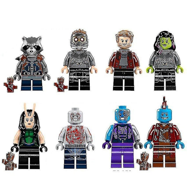 8pcs Superhero Raccoon Yongdu Star Star Nebula Small Tree Man Children Assembled Puzzle Building Block Minifigure Toy