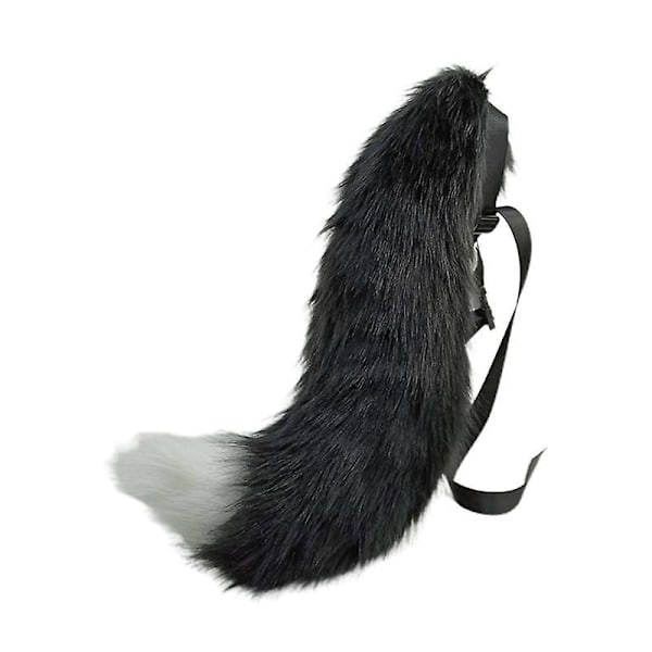 Plush Wolf Tail And Headhoop For Cosplay Halloween Party Costume For Women Black and white wolf
