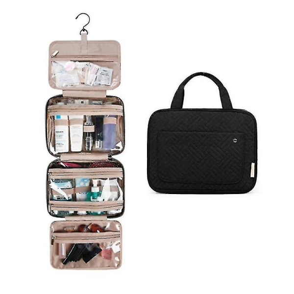 Toiletry Bag Travel Bag With Hanging Hook Water Resistant Makeup Cosmetic Bag Black