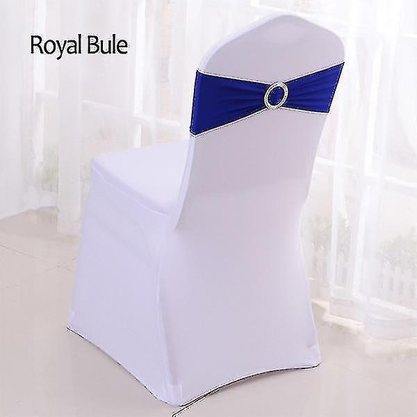 50pcs Tretch Lycra Spandex Chair Bands With Buckle Slider For Wedding Royal Blue