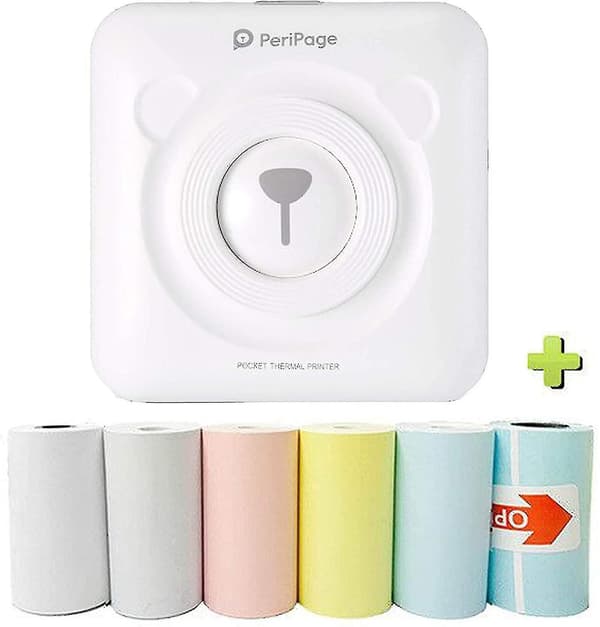 Mini Printer Portable Photo Printer Pocket Mini Printer Image Picture Printer Label With 6 Mobile Phone Printing Paper - Aespa