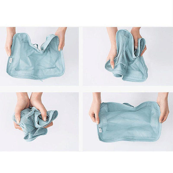 7pcs Waterproof Packing Compression Clothes Storage Bag Travel Insert Case Set Bright Blue