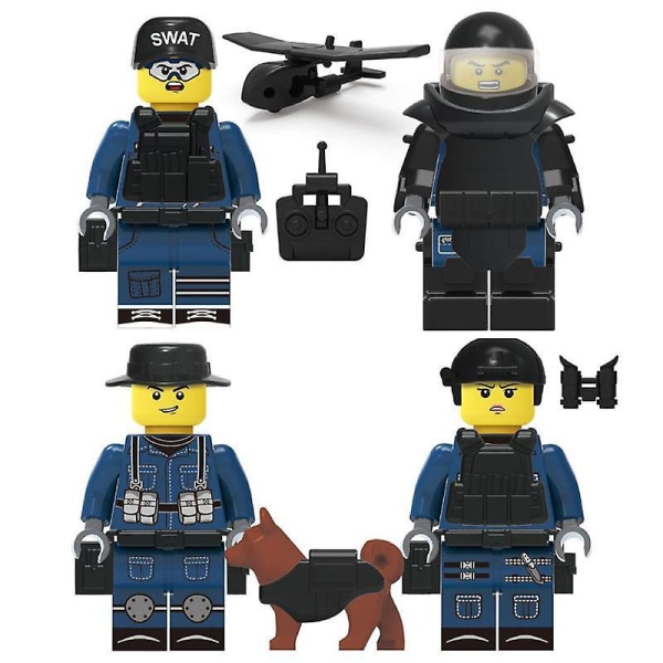 Military Police Flying Tiger Special Police Building Block Minifigure Children Assemble Building Block Toy 16pcs